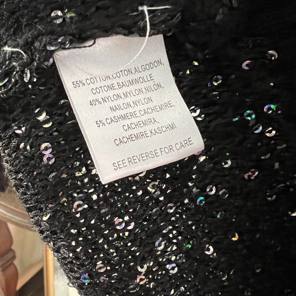Miracle City Black Knit Sequined Cashmere Blend Top sz S/M - Picture 10 of 10